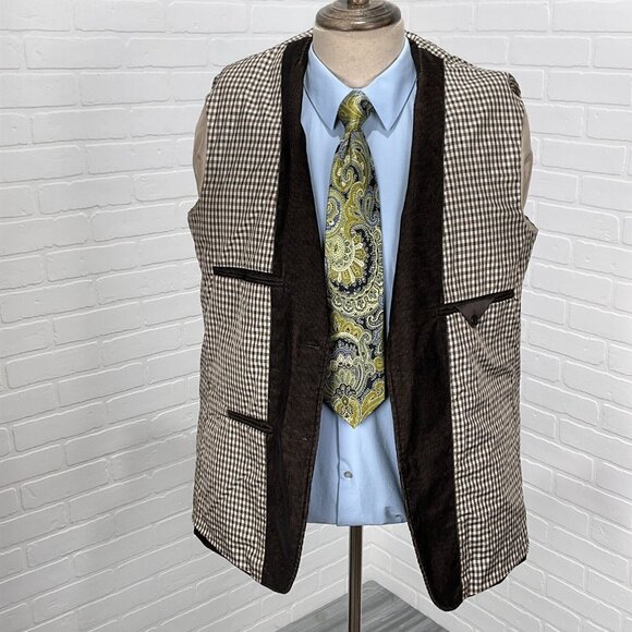 Blue Pronto Uomo Blazer Men‎ Large Black Tan Corduroy Retro Rock Casual Jacket - Picture 6 of 14